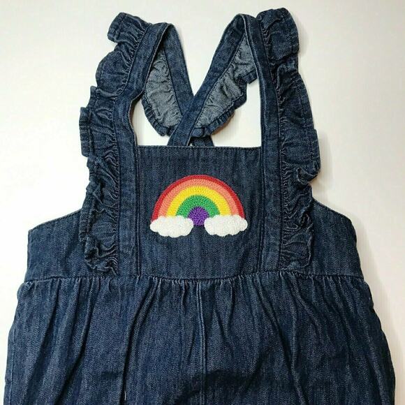 Hanna Andersson 100% Cotton Denim Rainbow Romper 70 - Picture 5 of 5